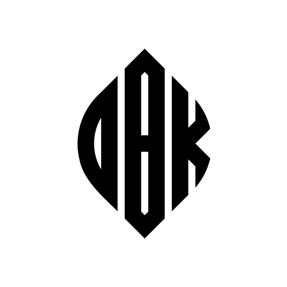 OBK circle letter logo design with circle and ellipse shape. OBK ellipse letters with typographic style. The three initials form a circle logo. OBK Circle Emblem Abstract Monogram Letter Mark Vector. vector