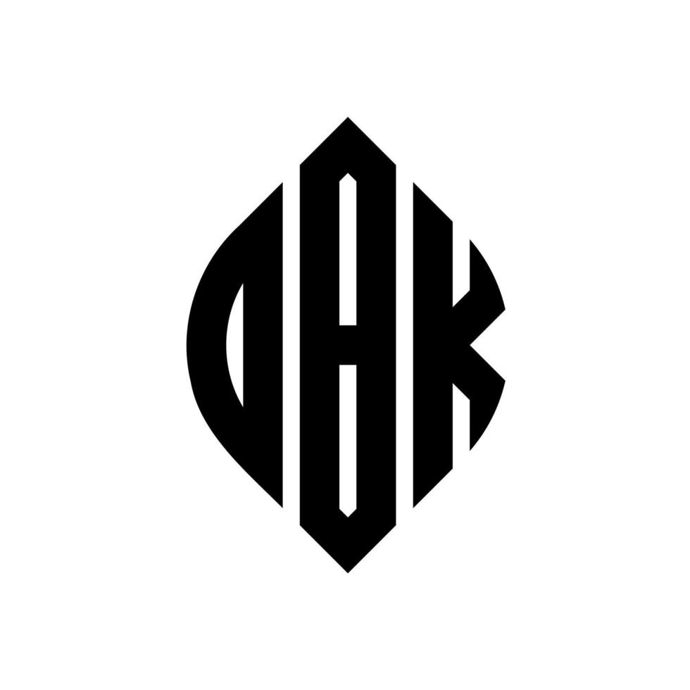 diseño de logotipo de letra de círculo obk con forma de círculo y elipse. letras de elipse obk con estilo tipográfico. las tres iniciales forman un logo circular. vector de marca de letra de monograma abstracto del emblema del círculo obk.