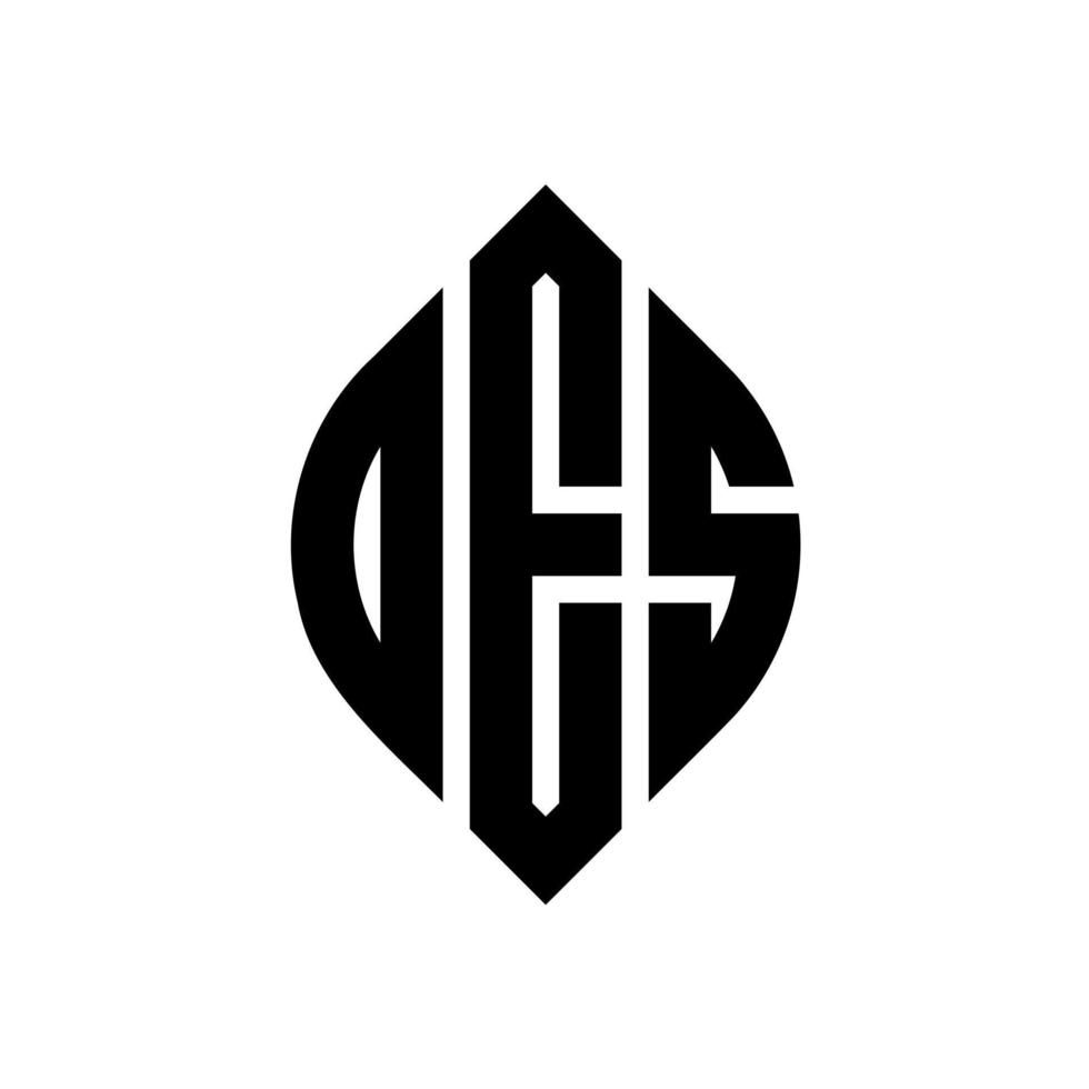 OES circle letter logo design with circle and ellipse shape. OES ellipse letters with typographic style. The three initials form a circle logo. OES Circle Emblem Abstract Monogram Letter Mark Vector. vector