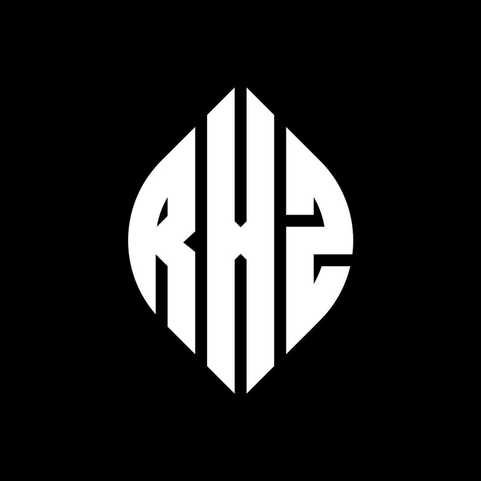 RXZ circle letter logo design with circle and ellipse shape. RXZ ellipse letters with typographic style. The three initials form a circle logo. RXZ Circle Emblem Abstract Monogram Letter Mark Vector. vector