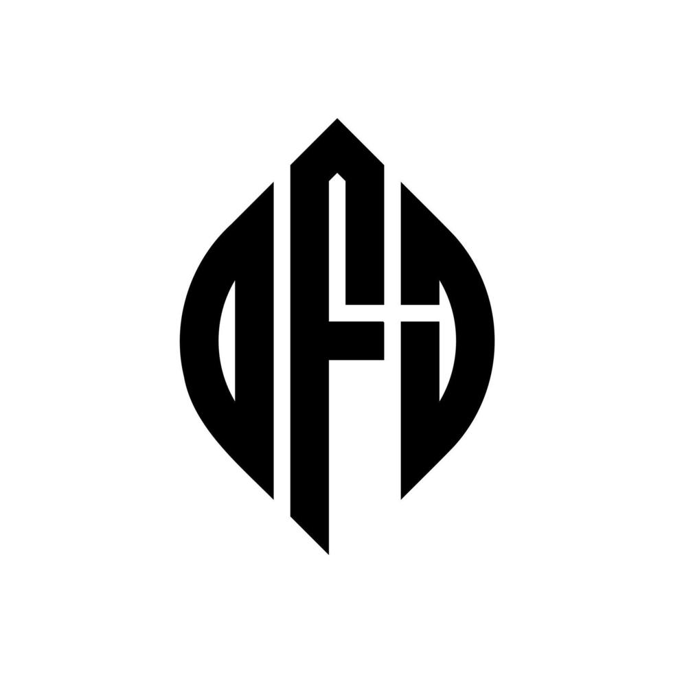 OFJ circle letter logo design with circle and ellipse shape. OFJ ellipse letters with typographic style. The three initials form a circle logo. OFJ Circle Emblem Abstract Monogram Letter Mark Vector. vector