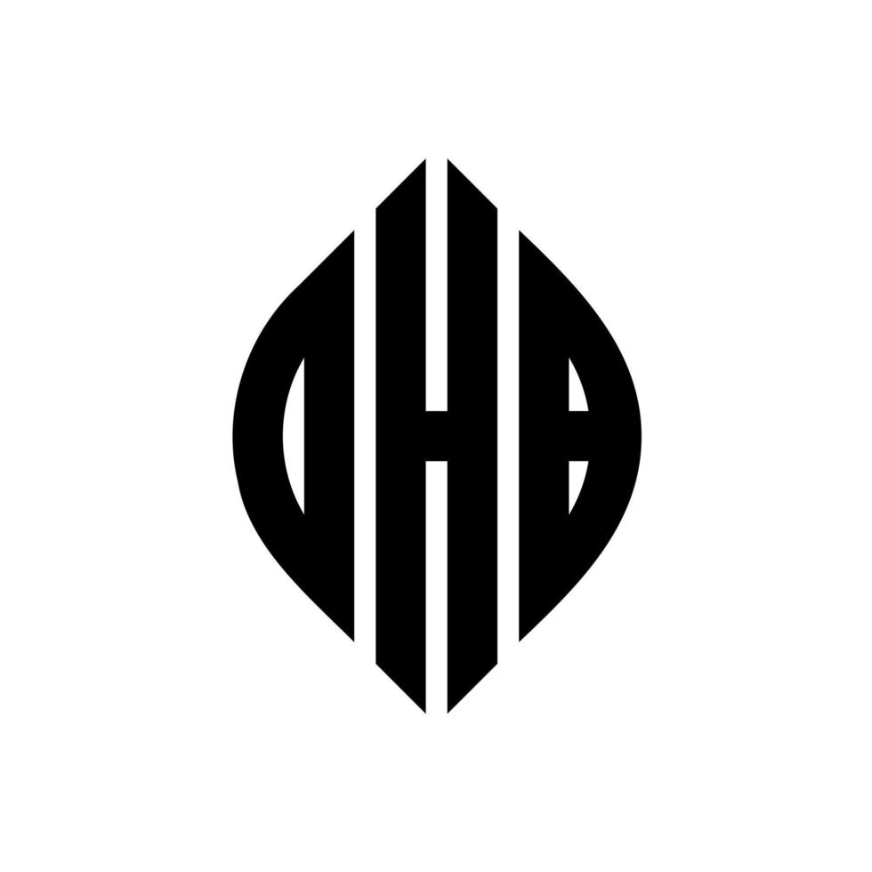 diseño de logotipo de letra de círculo ohb con forma de círculo y elipse. ohb letras elipses con estilo tipográfico. las tres iniciales forman un logo circular. vector de marca de letra de monograma abstracto del emblema del círculo ohb.