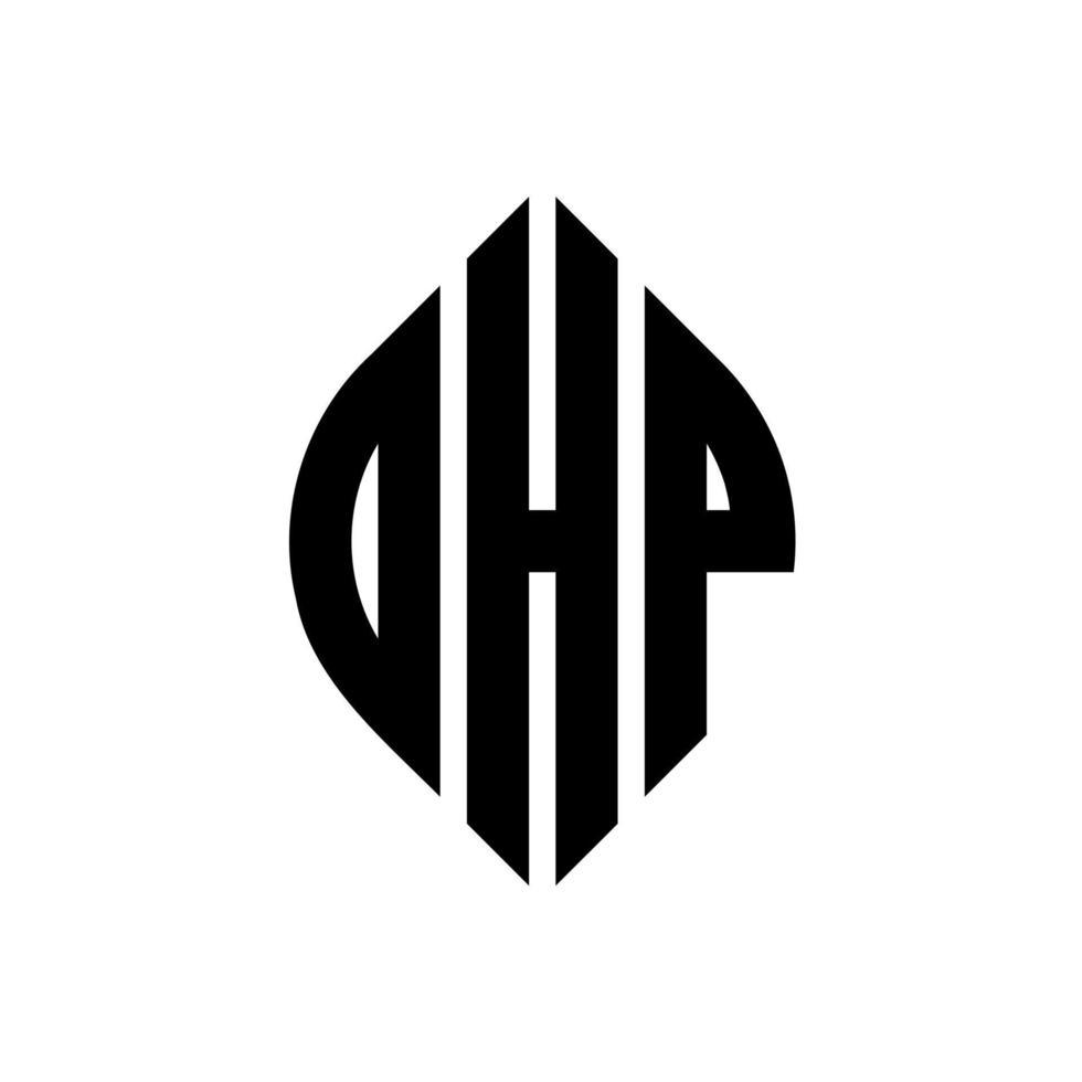 diseño de logotipo de letra de círculo ohp con forma de círculo y elipse. ohp letras elipses con estilo tipográfico. las tres iniciales forman un logo circular. vector de marca de letra de monograma abstracto del emblema del círculo ohp.