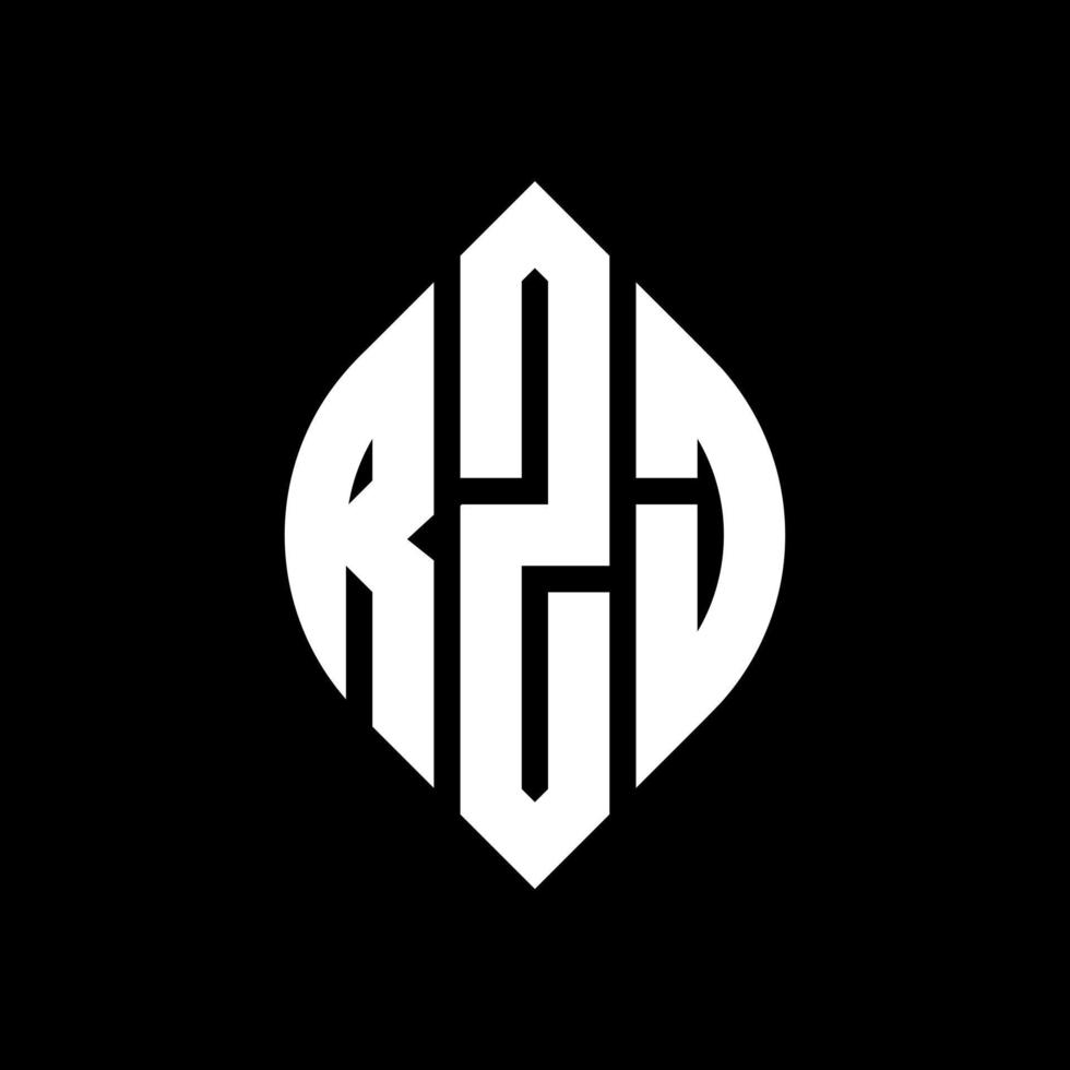 RZJ circle letter logo design with circle and ellipse shape. RZJ ellipse letters with typographic style. The three initials form a circle logo. RZJ Circle Emblem Abstract Monogram Letter Mark Vector. vector