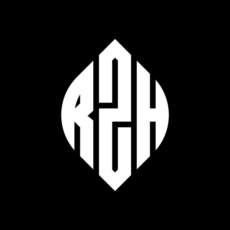 RZH circle letter logo design with circle and ellipse shape. RZH ellipse letters with typographic style. The three initials form a circle logo. RZH Circle Emblem Abstract Monogram Letter Mark Vector. vector