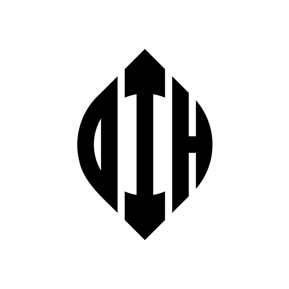 OIH circle letter logo design with circle and ellipse shape. OIH ellipse letters with typographic style. The three initials form a circle logo. OIH Circle Emblem Abstract Monogram Letter Mark Vector. vector