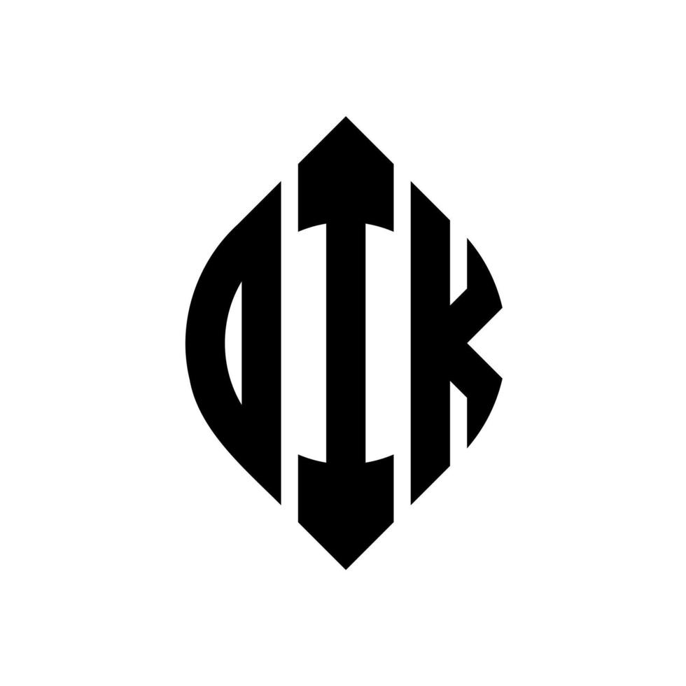 OIK circle letter logo design with circle and ellipse shape. OIK ellipse letters with typographic style. The three initials form a circle logo. OIK Circle Emblem Abstract Monogram Letter Mark Vector. vector