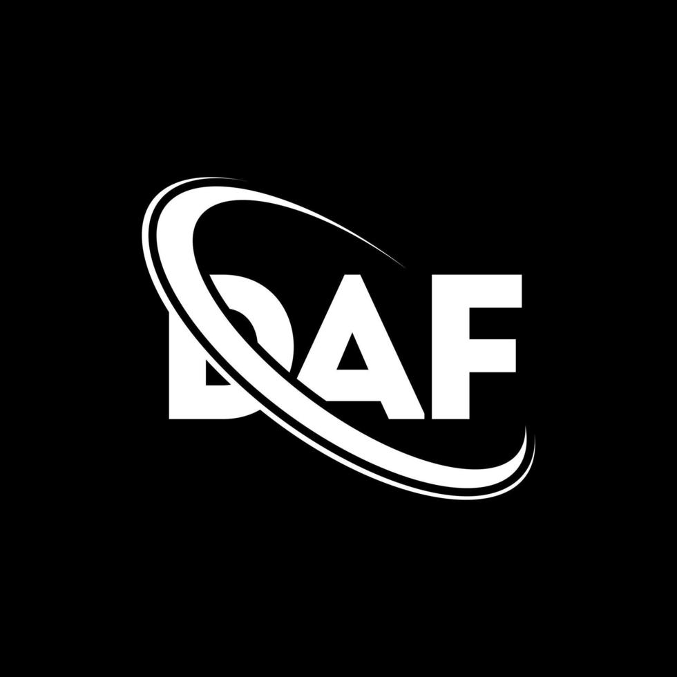 logotipo daf. letra daf. diseño del logotipo de la letra daf. iniciales del logotipo de daf vinculado con el círculo y el logotipo del monograma en mayúsculas. tipografía daf para tecnología, negocios y marca inmobiliaria. vector