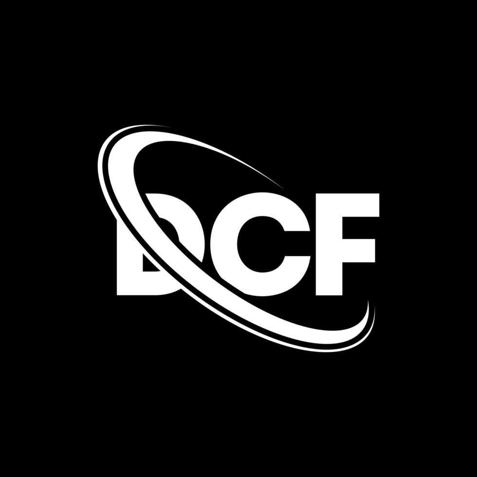 logotipo de DCF. letra dcf. diseño del logotipo de la letra dcf. logotipo de las iniciales dcf vinculado con un círculo y un logotipo de monograma en mayúsculas. tipografía dcf para tecnología, negocios y marca inmobiliaria. vector