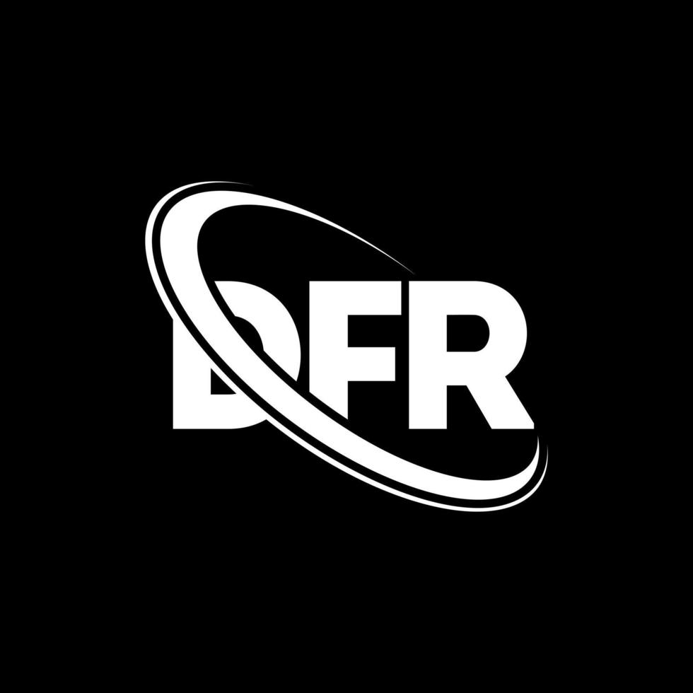 logotipo de dfr. letra dfr. diseño del logotipo de la letra dfr. logotipo de iniciales dfr vinculado con círculo y logotipo de monograma en mayúsculas. tipografía dfr para tecnología, negocios y marca inmobiliaria. vector