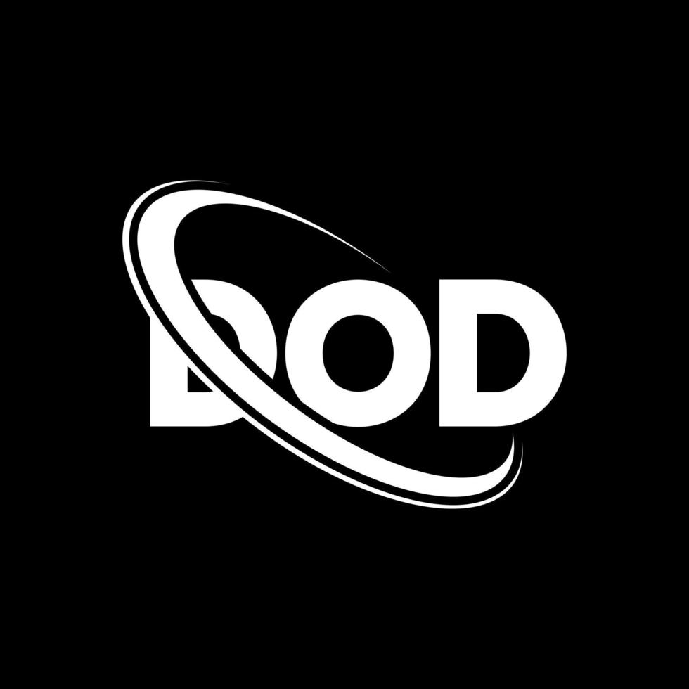 logotipo de dod. carta dod. diseño de logotipo de letra dod. logotipo de iniciales dod vinculado con círculo y logotipo de monograma en mayúsculas. tipografía dod para tecnología, negocios y marca inmobiliaria. vector