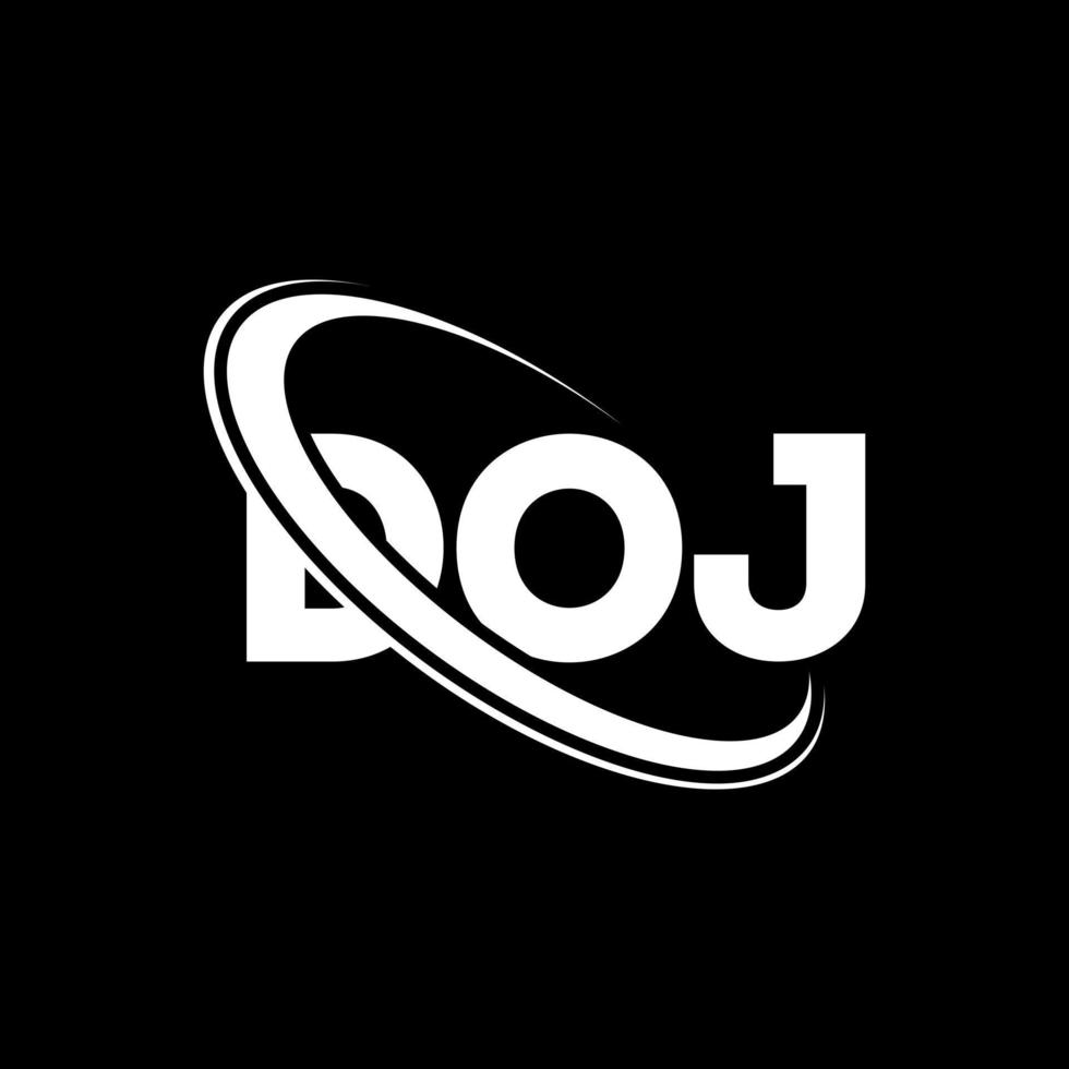DOJ logo. DOJ letter. DOJ letter logo design. Initials DOJ logo linked with circle and uppercase monogram logo. DOJ typography for technology, business and real estate brand. vector