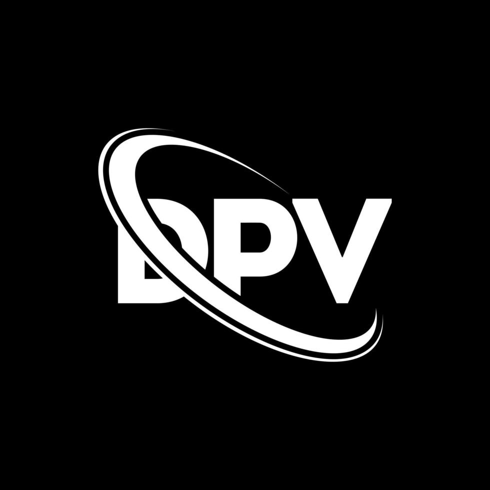 logotipo de dpv. carta dpv. diseño del logotipo de la letra dpv. logotipo de iniciales dpv vinculado con círculo y logotipo de monograma en mayúsculas. tipografía dpv para tecnología, negocios y marca inmobiliaria. vector
