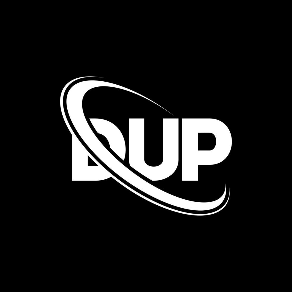 DUP logo. DUP letter. DUP letter logo design. Initials DUP logo linked with circle and uppercase monogram logo. DUP typography for technology, business and real estate brand. vector