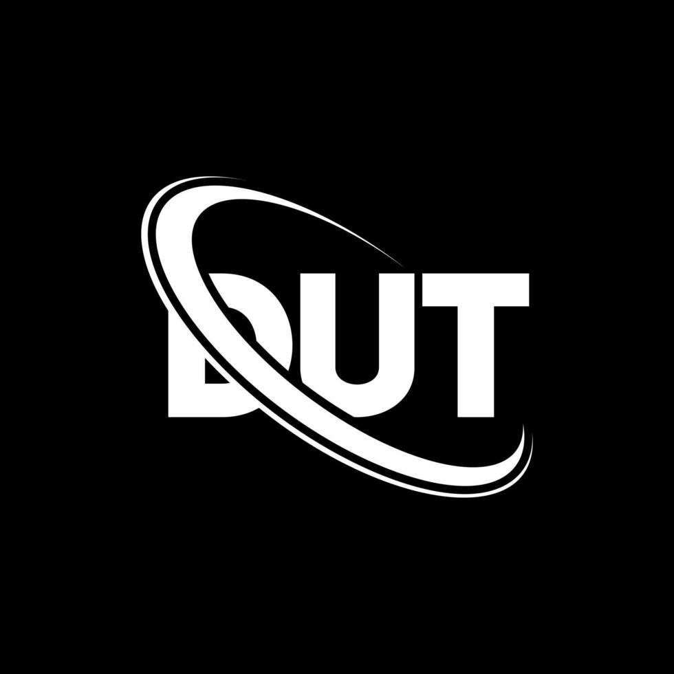 DUT logo. DUT letter. DUT letter logo design. Initials DUT logo linked with circle and uppercase monogram logo. DUT typography for technology, business and real estate brand. vector