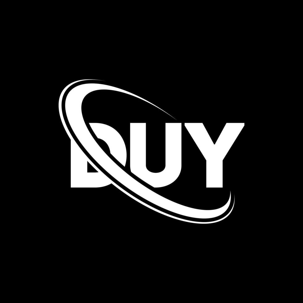 DUY logo. DUY letter. DUY letter logo design. Initials DUY logo linked with circle and uppercase monogram logo. DUY typography for technology, business and real estate brand. vector