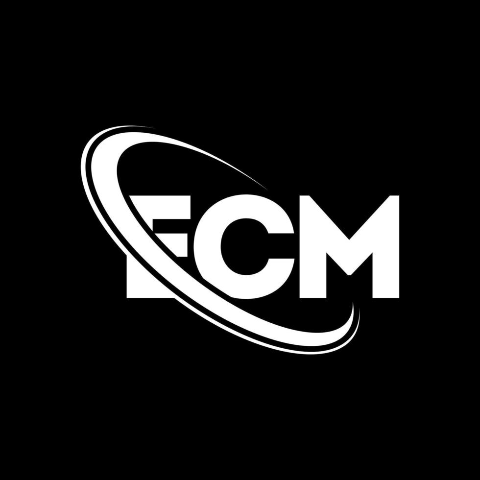 logotipo de ecm. letra ecm. diseño del logotipo de la letra ecm. logotipo de iniciales ecm vinculado con círculo y logotipo de monograma en mayúsculas. tipografía ecm para tecnología, negocios y marca inmobiliaria. vector