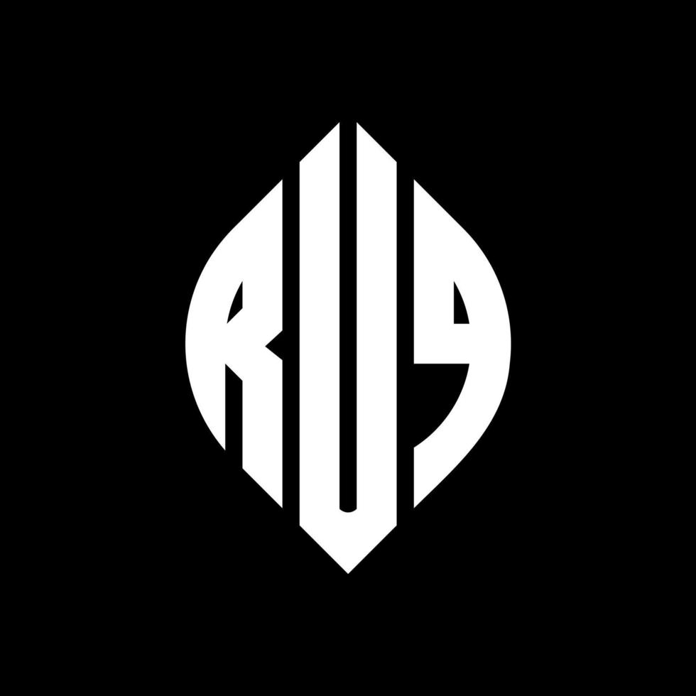 diseño de logotipo de letra de círculo ruq con forma de círculo y elipse. ruq letras elipses con estilo tipográfico. las tres iniciales forman un logo circular. vector de marca de letra de monograma abstracto del emblema del círculo ruq.
