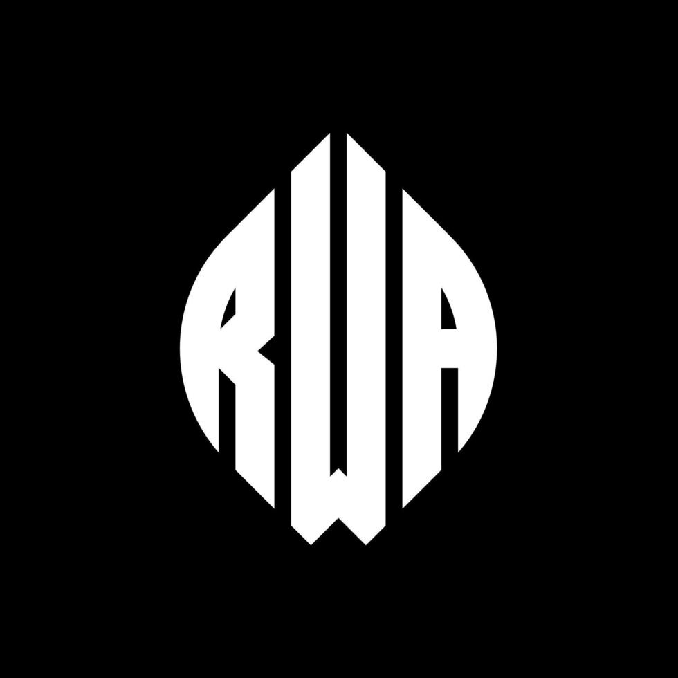 RWA circle letter logo design with circle and ellipse shape. RWA ellipse letters with typographic style. The three initials form a circle logo. RWA Circle Emblem Abstract Monogram Letter Mark Vector. vector