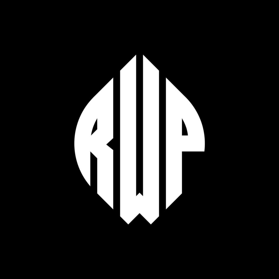 diseño de logotipo de letra de círculo rwp con forma de círculo y elipse. rwp letras elipses con estilo tipográfico. las tres iniciales forman un logo circular. rwp círculo emblema resumen monograma letra marca vector. vector