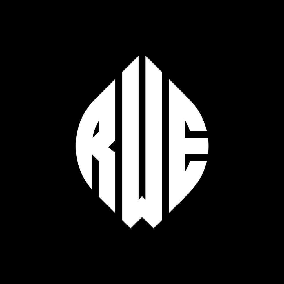 RWE circle letter logo design with circle and ellipse shape. RWE ellipse letters with typographic style. The three initials form a circle logo. RWE Circle Emblem Abstract Monogram Letter Mark Vector. vector