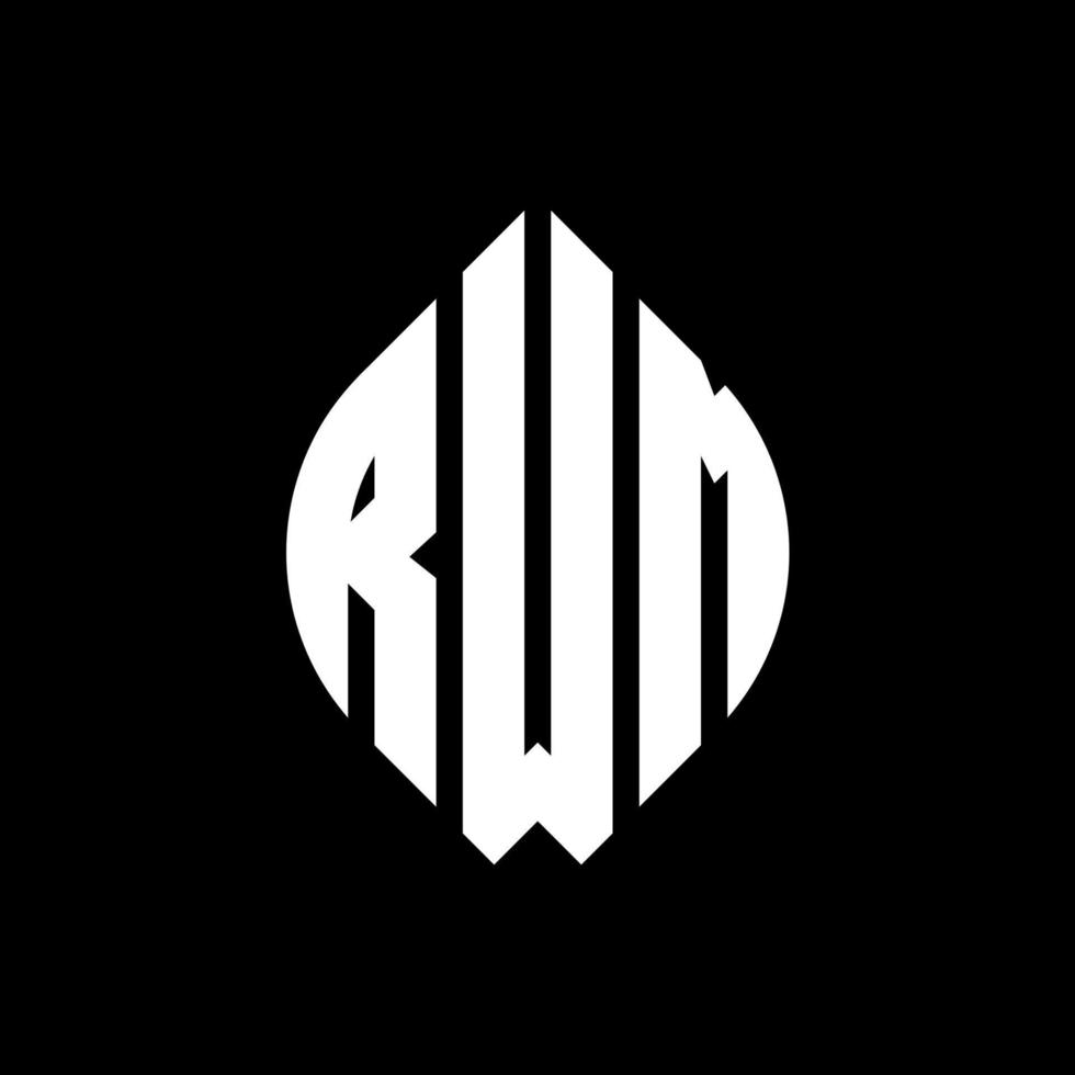 RWM circle letter logo design with circle and ellipse shape. RWM ellipse letters with typographic style. The three initials form a circle logo. RWM Circle Emblem Abstract Monogram Letter Mark Vector. vector