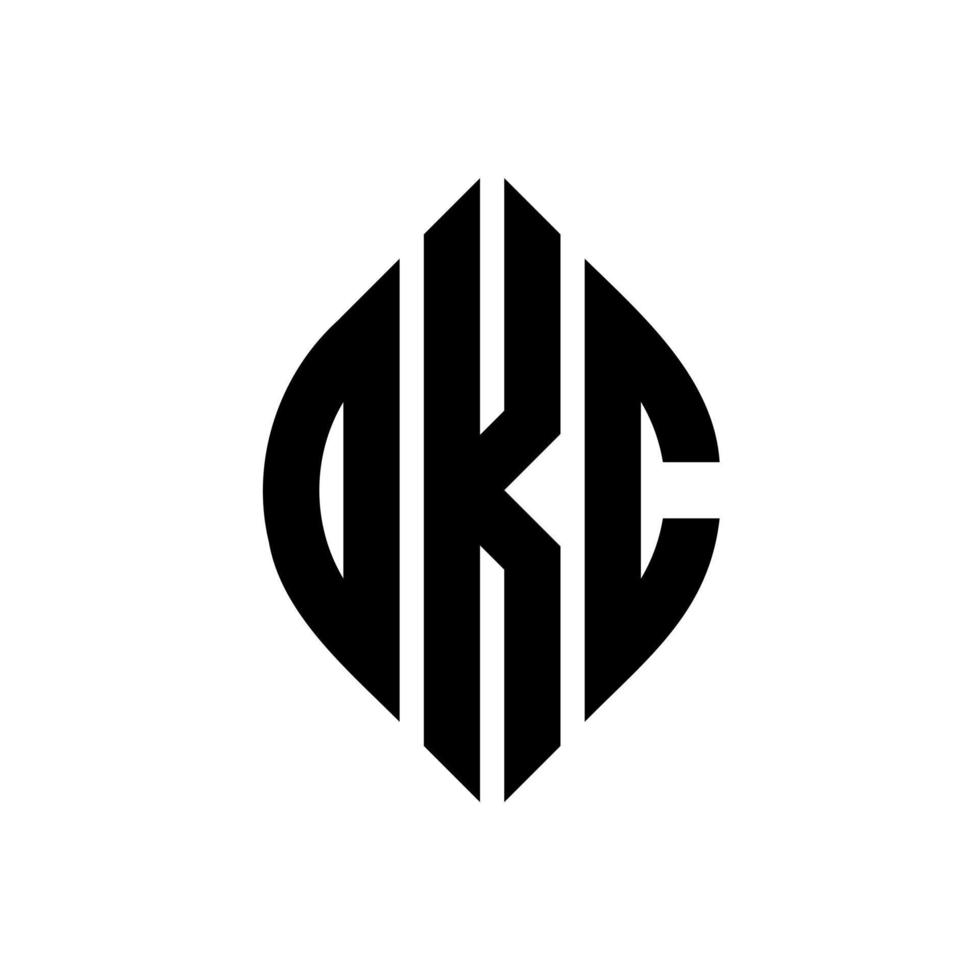 diseño de logotipo de letra de círculo okc con forma de círculo y elipse. okc letras elipses con estilo tipográfico. las tres iniciales forman un logo circular. okc círculo emblema resumen monograma letra marca vector. vector