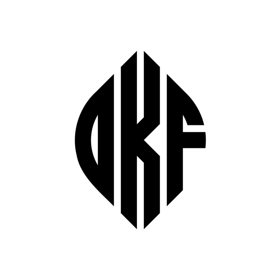 diseño de logotipo de letra de círculo okf con forma de círculo y elipse. okf elipse letras con estilo tipográfico. las tres iniciales forman un logo circular. vector de marca de letra de monograma abstracto del emblema del círculo okf.