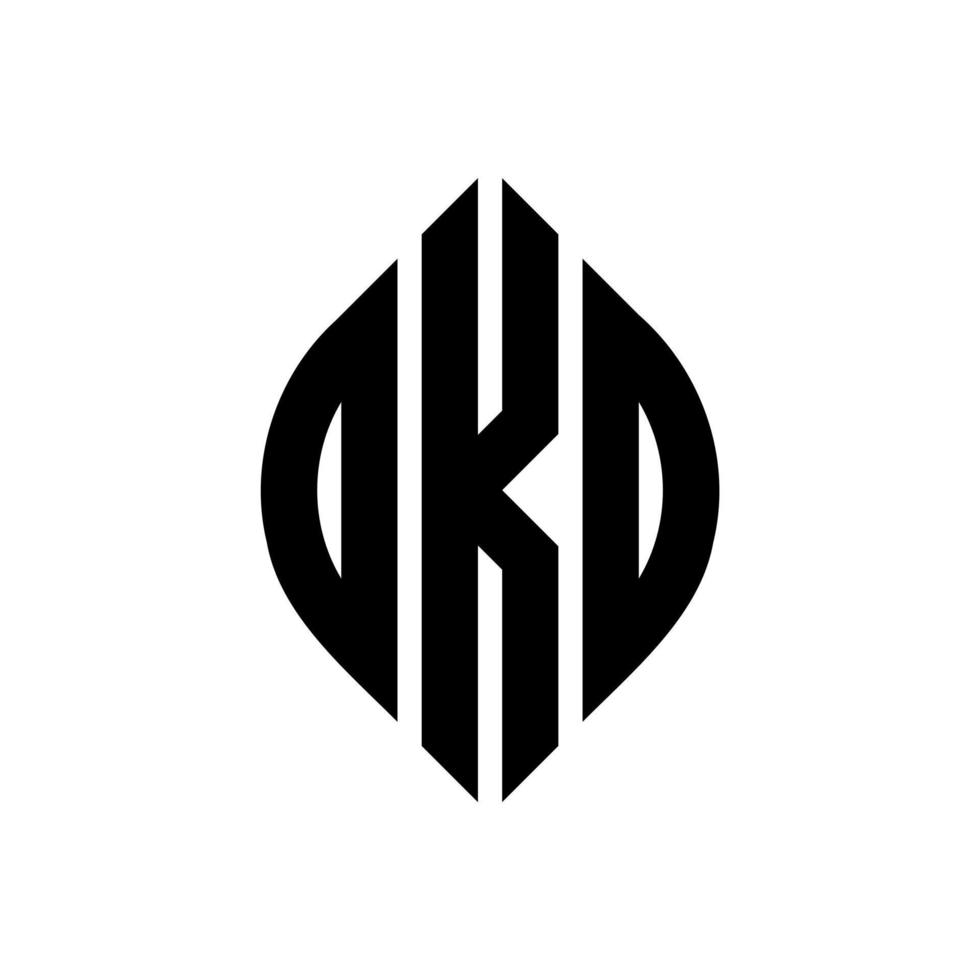 OKD circle letter logo design with circle and ellipse shape. OKD ellipse letters with typographic style. The three initials form a circle logo. OKD Circle Emblem Abstract Monogram Letter Mark Vector. vector