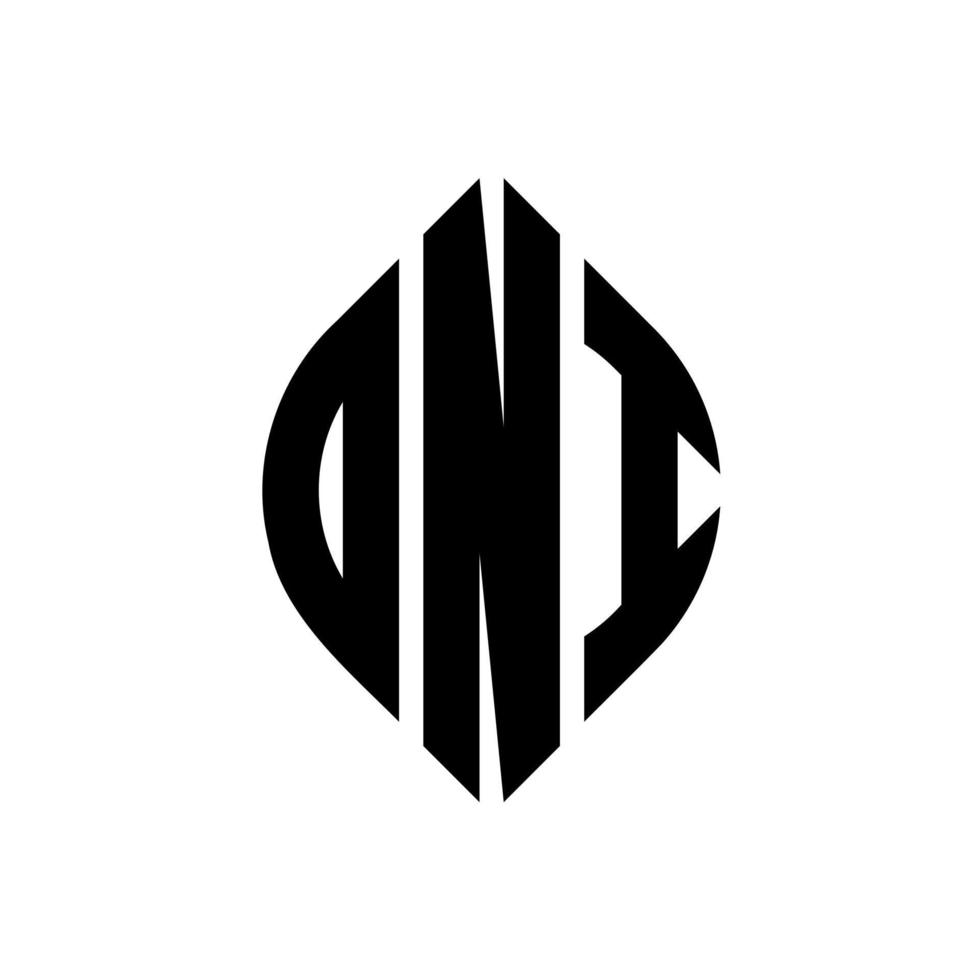ONI circle letter logo design with circle and ellipse shape. ONI ellipse letters with typographic style. The three initials form a circle logo. ONI Circle Emblem Abstract Monogram Letter Mark Vector. vector