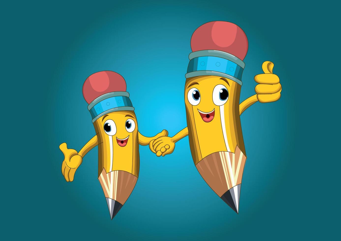 Happy duet hand holding hands pencil clip art cartoon vector illustration