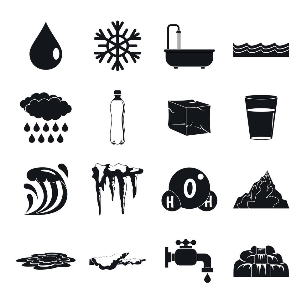 conjunto de iconos de agua, estilo simple vector