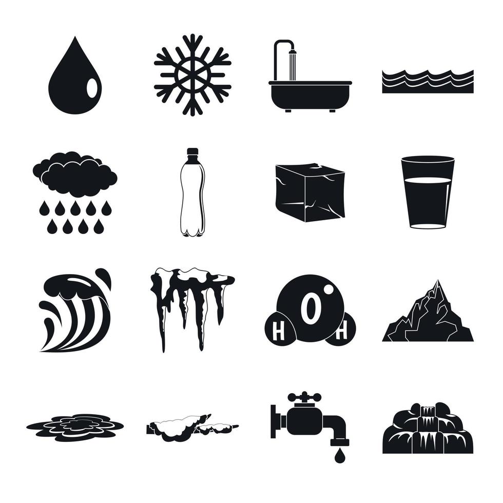 Water icons set, simple style vector