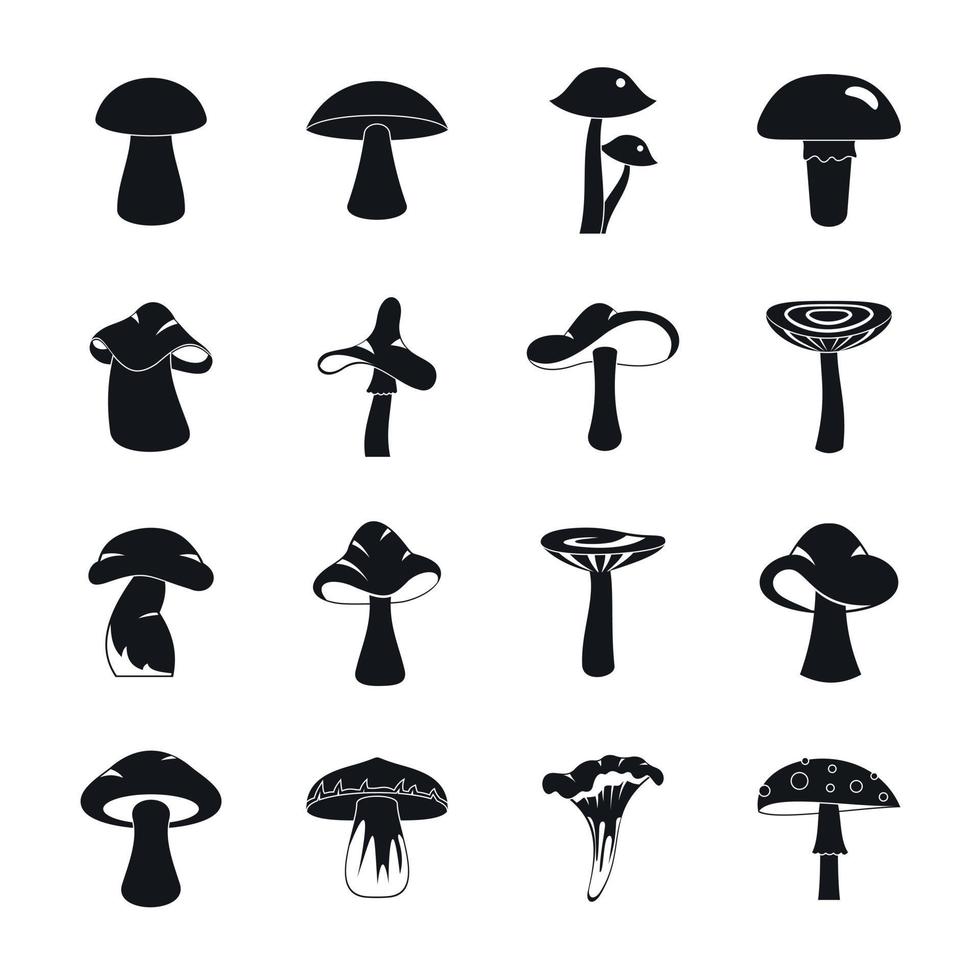 Mushroom icons set, simple style vector