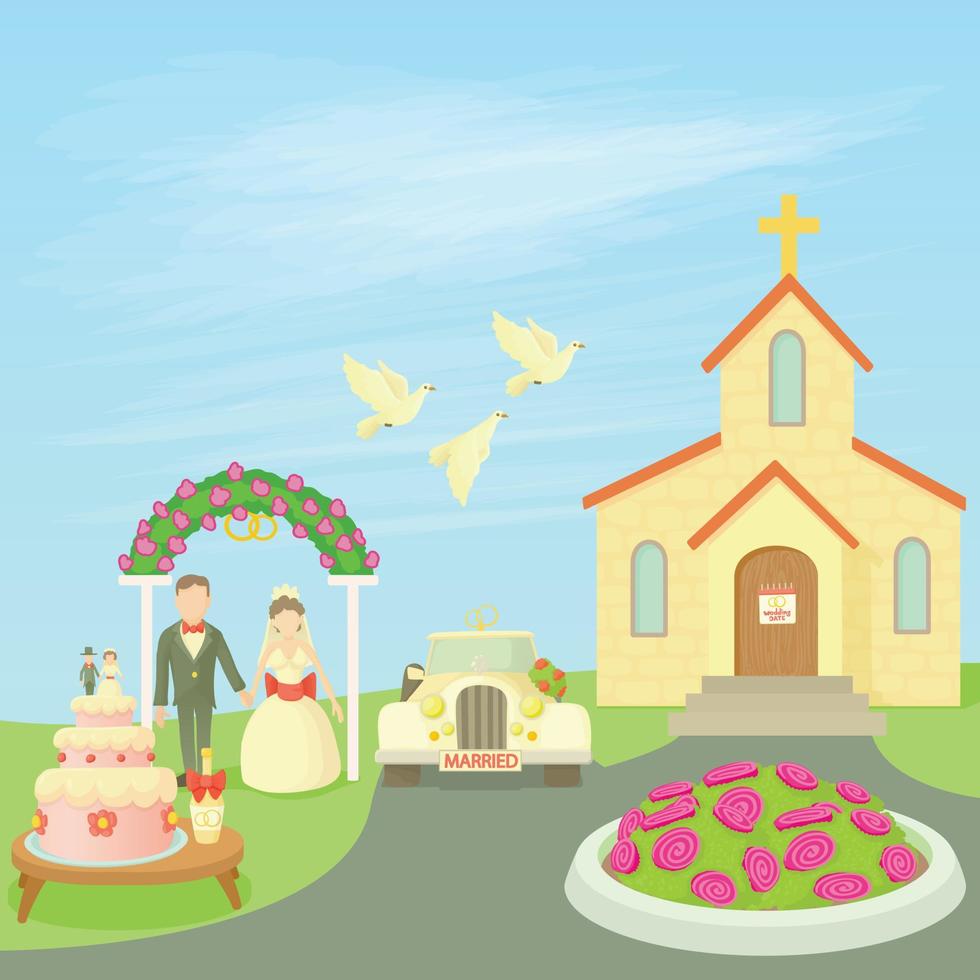 Wedding concept, cartoon style vector