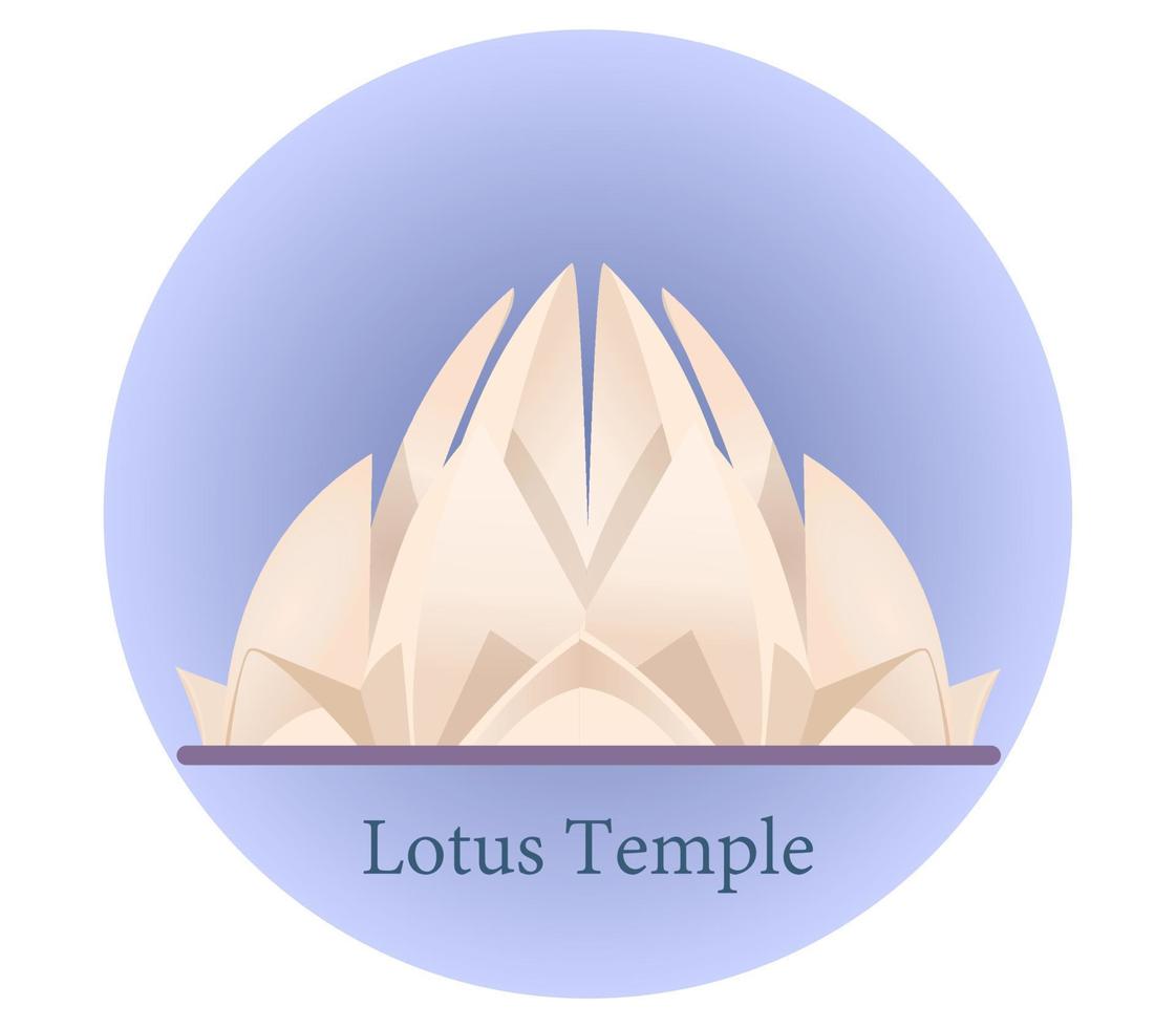 Vector illustration of Lotus temple in India. Bahai House of Worship.