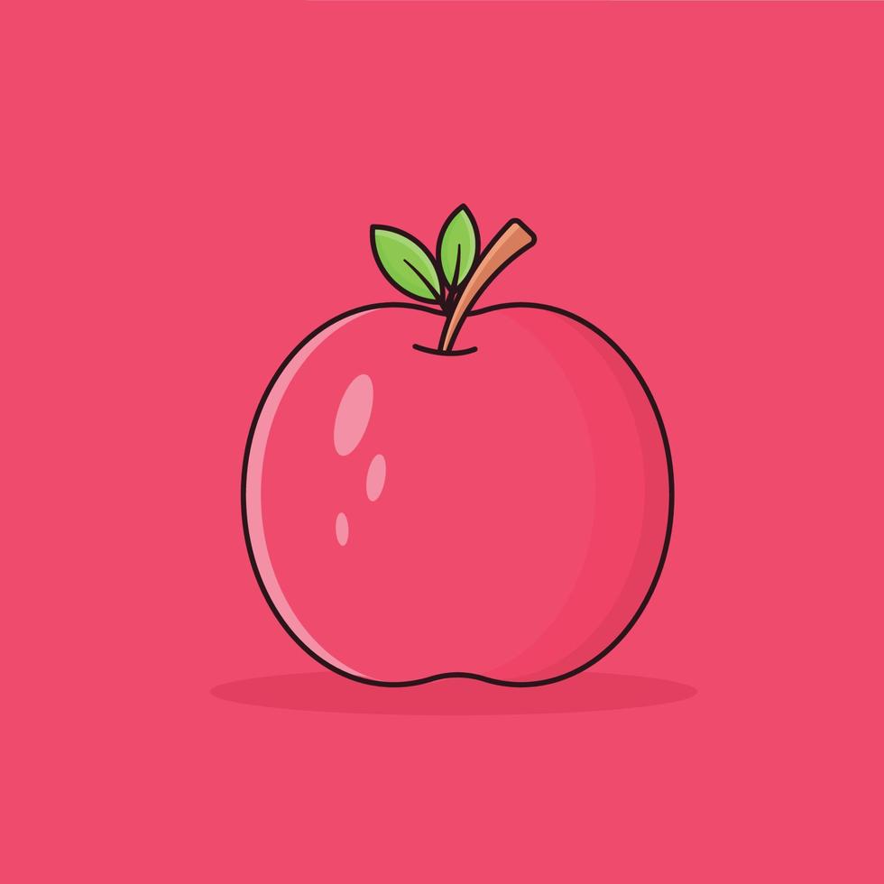 ilustración de manzana, ilustración plana de estilo de icono de manzana de fruta vector