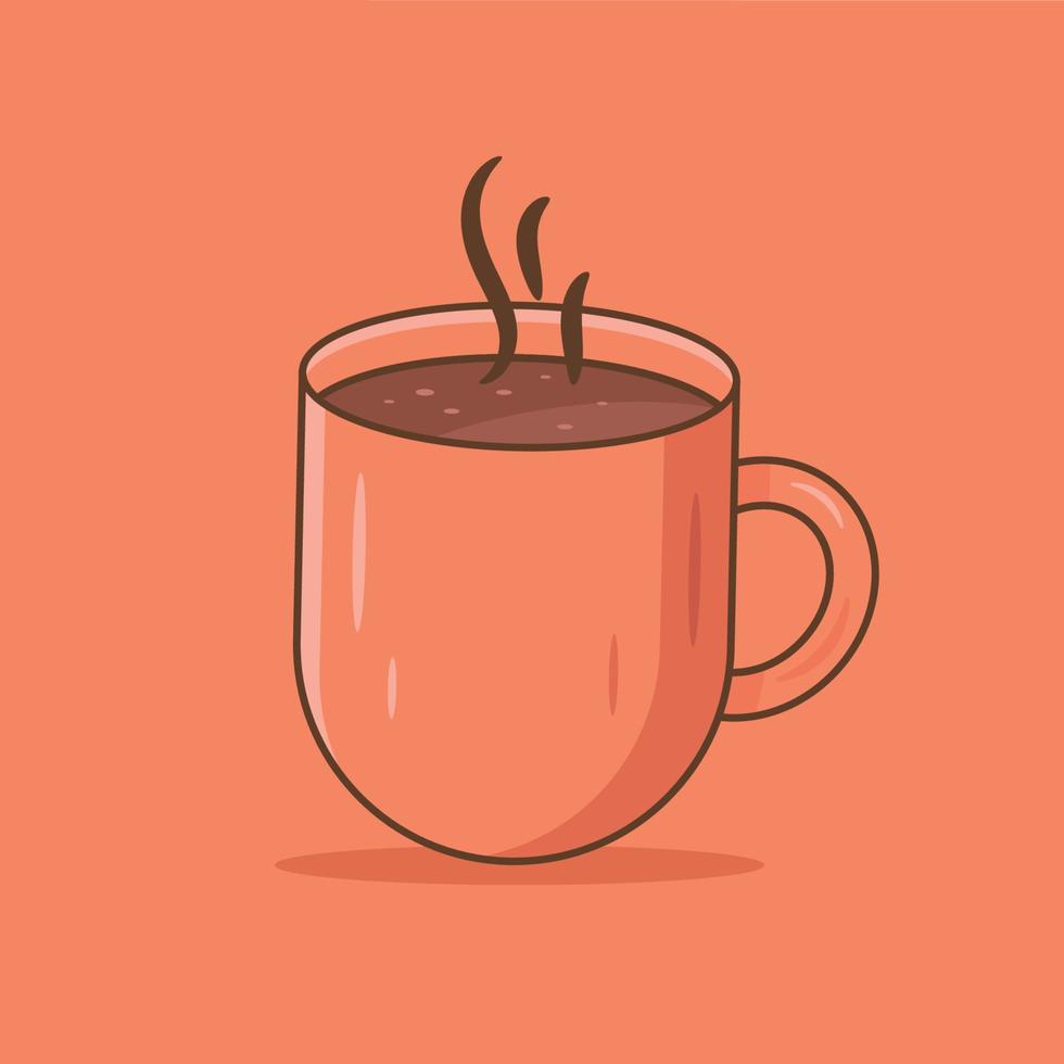 taza de café llena de ilustración plana de estilo de dibujos animados de café vector