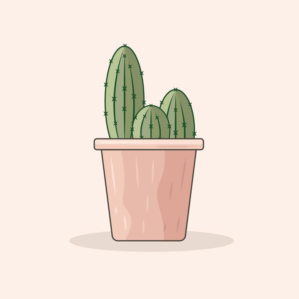 lindas plantas de cactus coloridas ilustración plana, ilustración vectorial vector