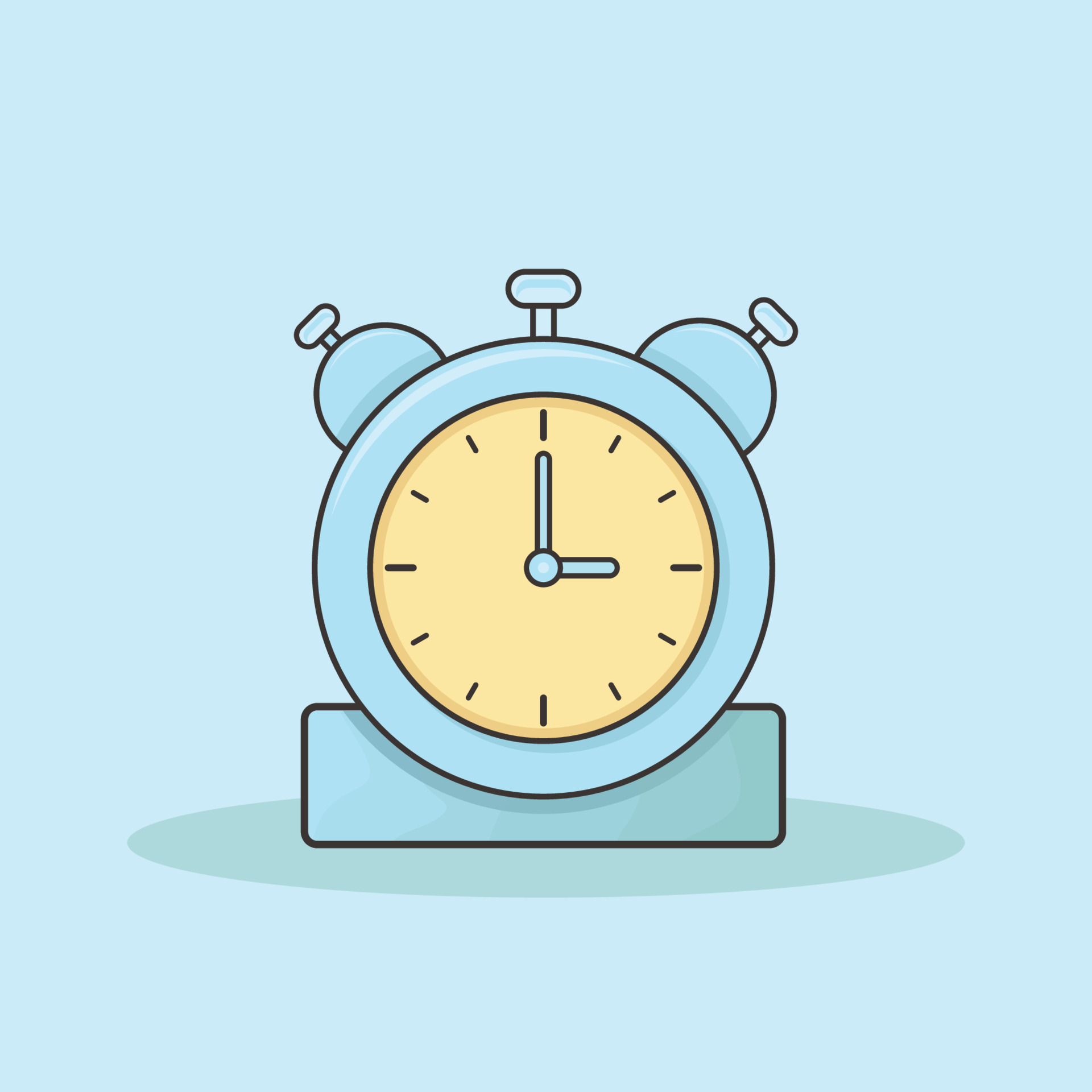 Flat alarm clock illustration, alarm clock icon cartoon style vector ...