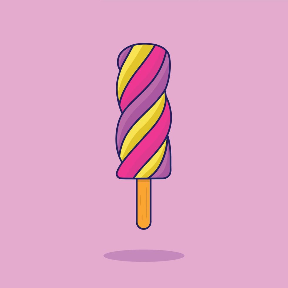 Rainbow popsicle Ice cream illustration, sweet food Ice cream icon flat illustration vector
