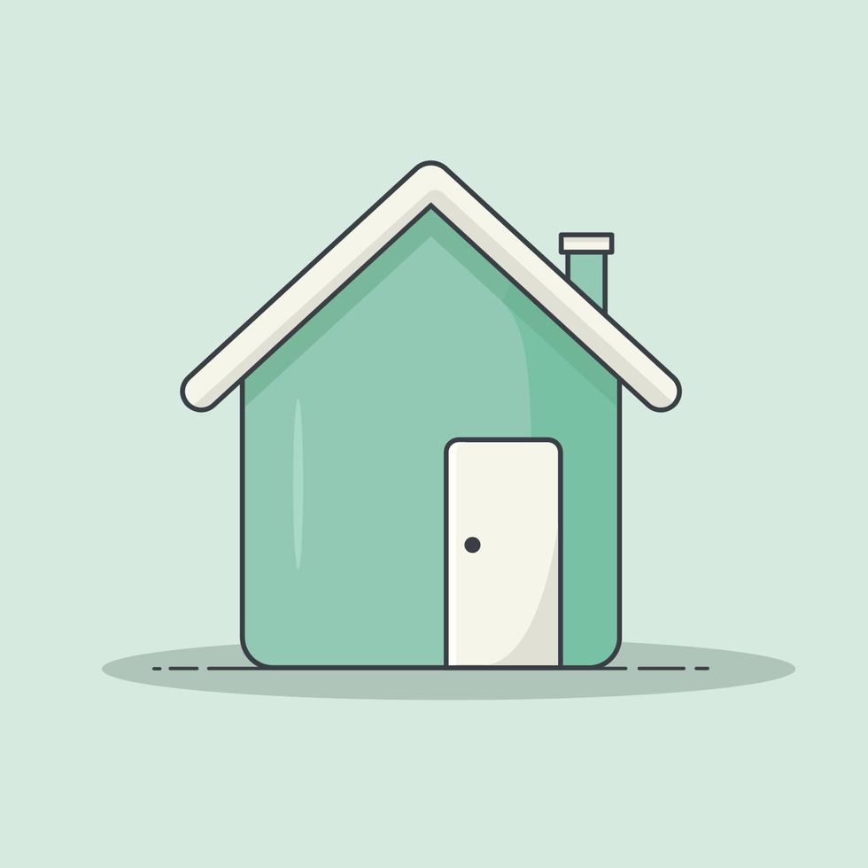 Green House icon cartoon style flat illustration, home vector illustration.