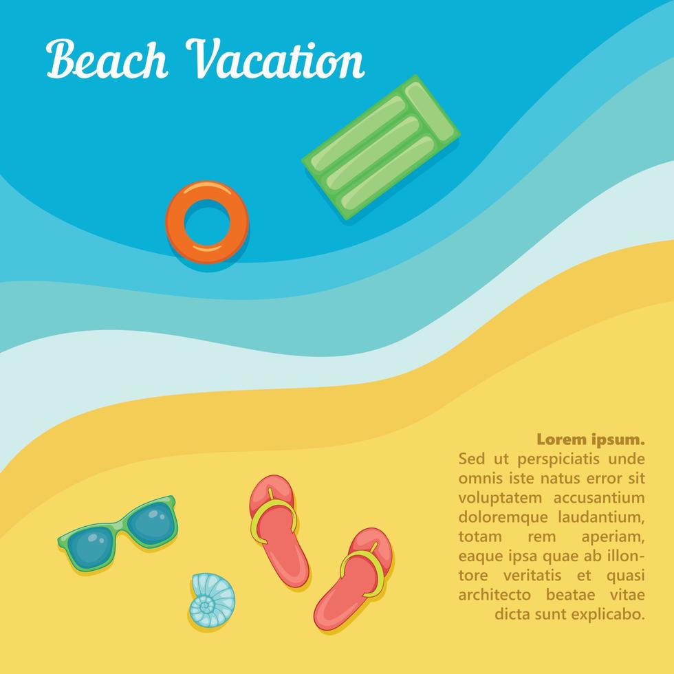 Sea rest concept beach swimming, cartoon style vector