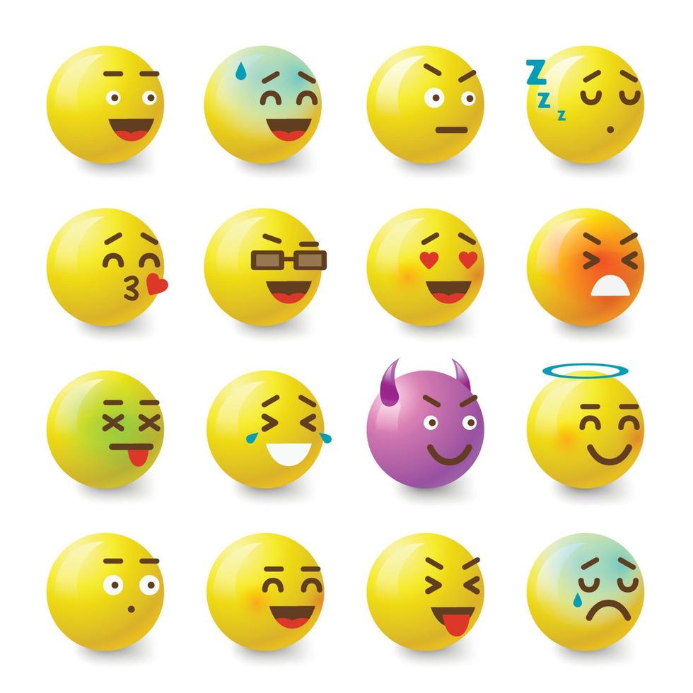 conjunto de iconos de sonrisa, estilo isométrico vector