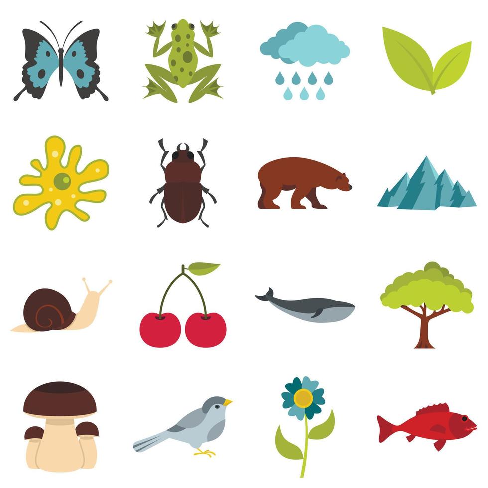Nature items set flat icons vector