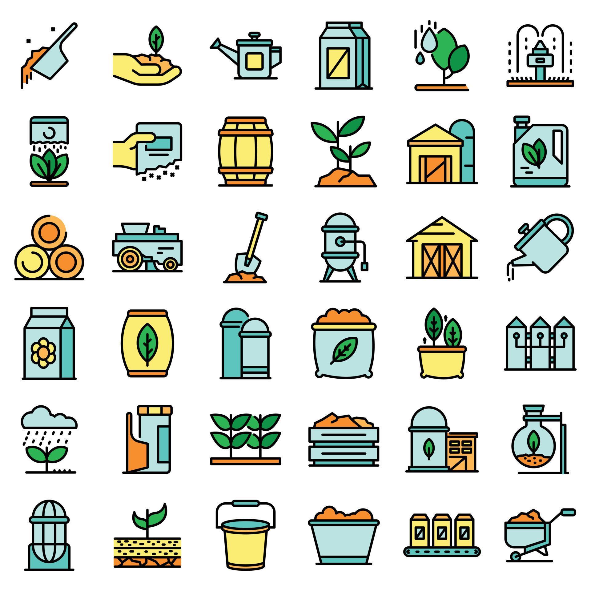 Fertilizer icons set vector flat 8910074 Vector Art at Vecteezy