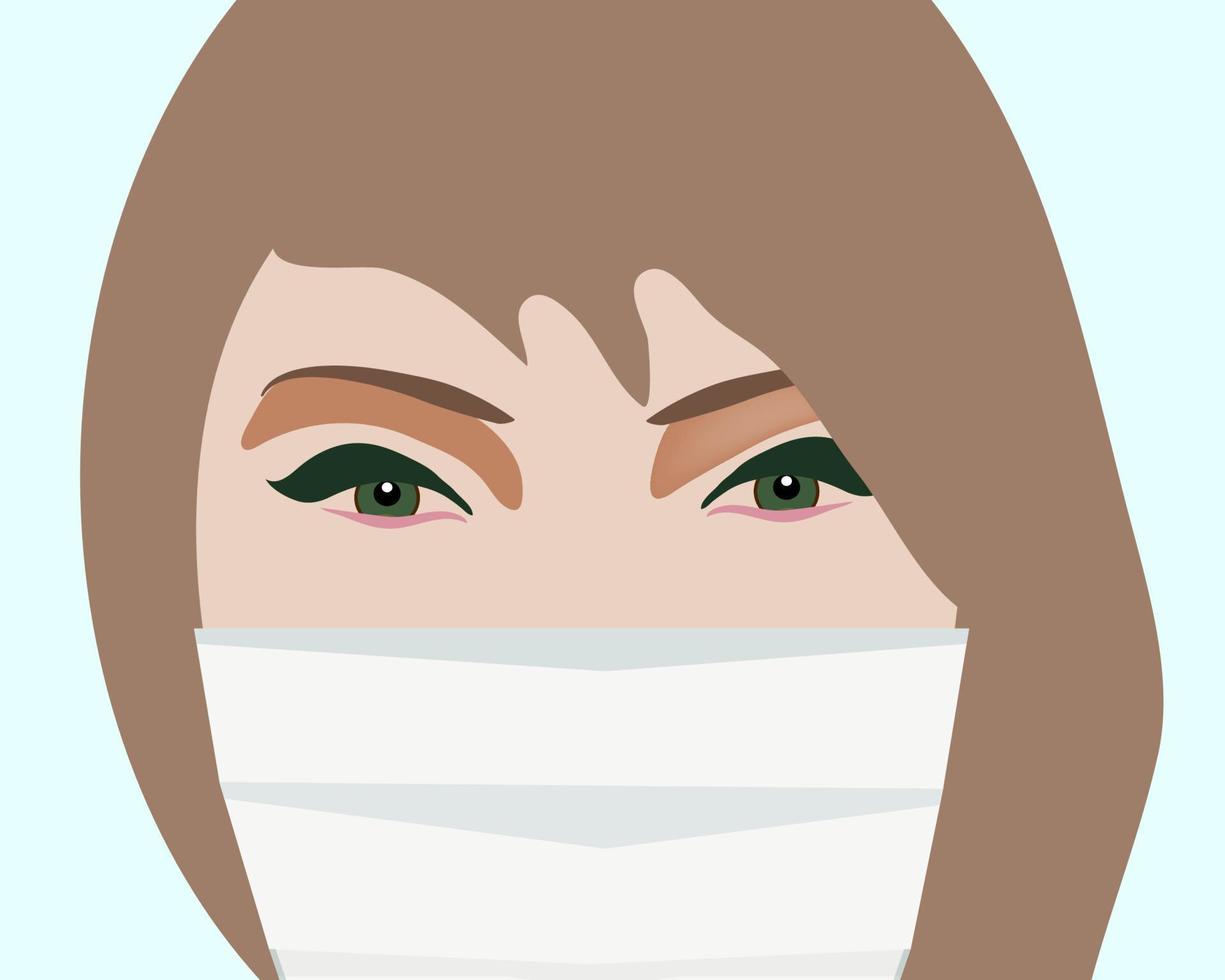 Young woman in medical masks . Coronavirus covid 19 epidemic concept. Vector illustration.