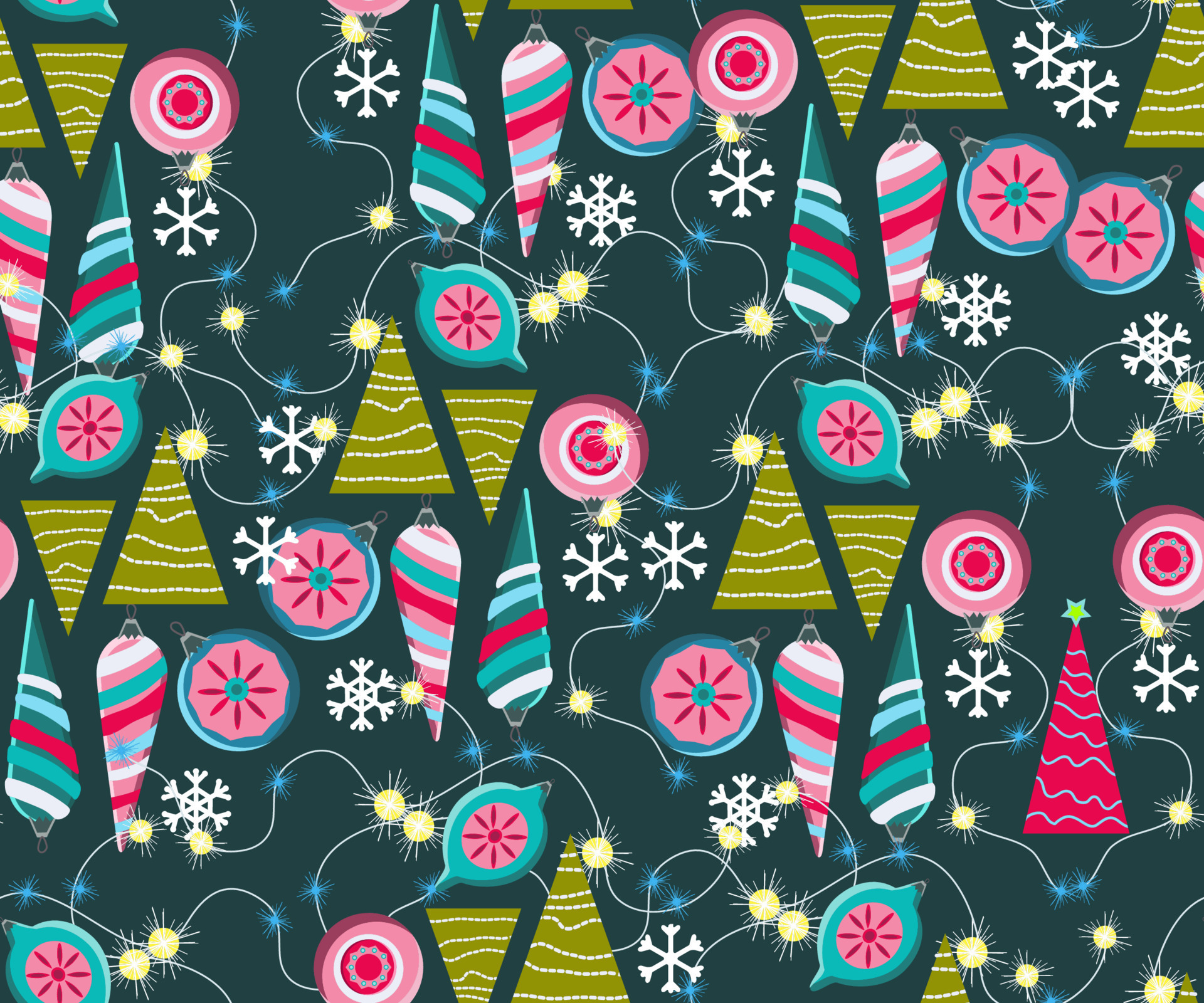 Christmas seamless pattern. Cute vector festive background woth vintage