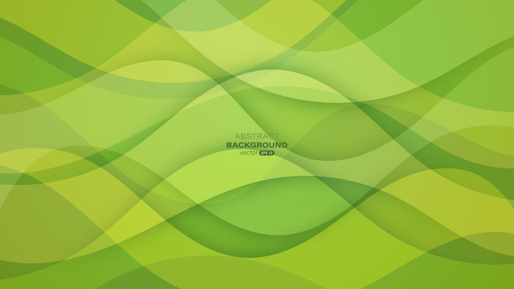 Green wave curves shape overlap abstract background vector