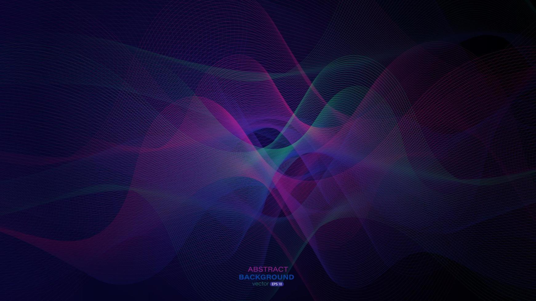 Abstract color dynamic wave on dark background vector